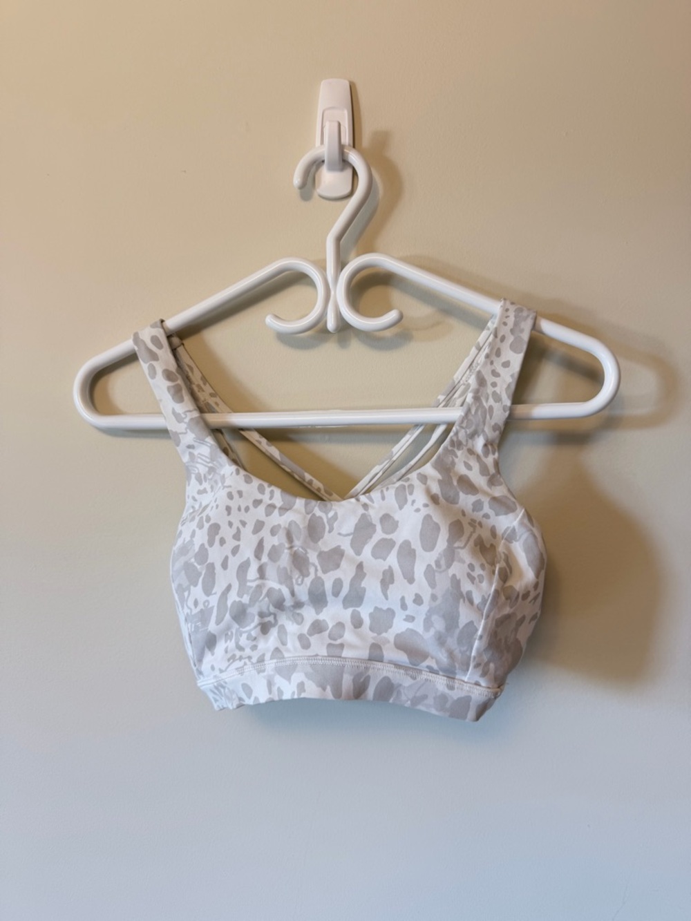 lululemon athletica White and Light Gray Leopard Print Sports Bra
